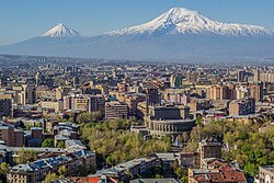 Mount Ararat, the national symbol of Armenia, dominates the Yerevan skyline.[44][45]