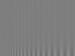 In this image of a "sweep grating", the contrast amplitude depends only on the vertical coordinate, and the spatial frequency depends only on the horizontal coordinate. For medium frequency, less contrast is needed than for high or low frequency to detect the bars.
