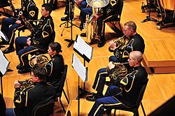 A horn section in a military concert band