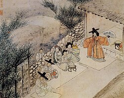 A 19th-century painting depicting a ritual