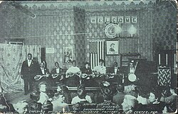 The Slayton Jubilee Singers entertain employees of the Old Trusty Incubator Factory, Clay Center, about 1910