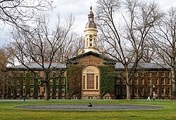 Nassau Hall, the oldest building at Princeton University in Princeton, was the largest academic building in the American colonies when it was built in 1756 and briefly served as the U.S. Capitol in 1783.[68][69]