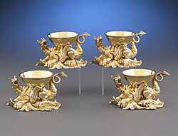 Victorian Silver-Gilt Salt Cellars by R. & S. Garrard. Hallmarked London, 1844