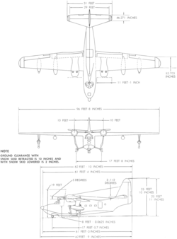 Some SA-16s were equipped with skis on the pontoons and a retractable keel in the hull as part of a "triphibian" system that allowed them to operate off of land, water or snow