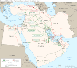 Oil and gas pipelines and fields