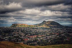 Edinburgh, showing Arthur's Seat, one of the earliest known sites of human habitation in the area