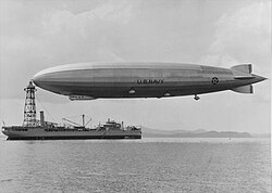 Los Angeles tied up to Patoka during Fleet Problem XII in 1931 off Panama
