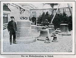Church bells for recycling at Rostock in 1917.