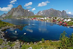 A fishing village on the island of Moskenesøya in the Lofoten archipelago