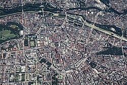 Aerial view of Munich city centre (facing southeast)