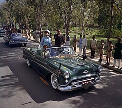 First Lady Jacqueline Kennedy and President Ayub Khan travelled by car in Lahore, 1962