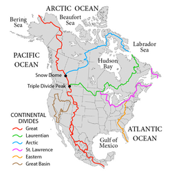 The major drainage basins in North America