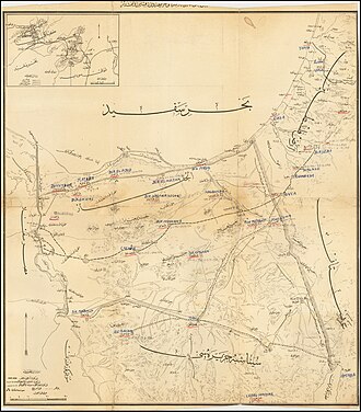 c.1917 Ottoman Turkish map of the Sinai and Palestine Campaign