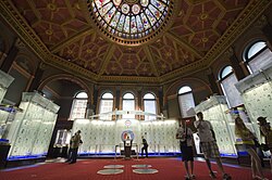 The Great Hall features portraits of every inductee, and displays all of the active NHL trophies