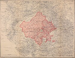 Map of Rajputana or Rajasthan, 1920