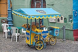 Boca Juniors themed street vendor in La Boca