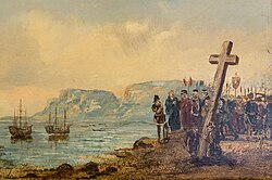 Portuguese explorer Bartolomeu Dias planting the cross at Cape Point after being the first to successfully round the Cape of Good Hope