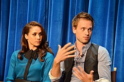 Markle and her Suits co-star Patrick J. Adams at Paley Center for Media, 2013