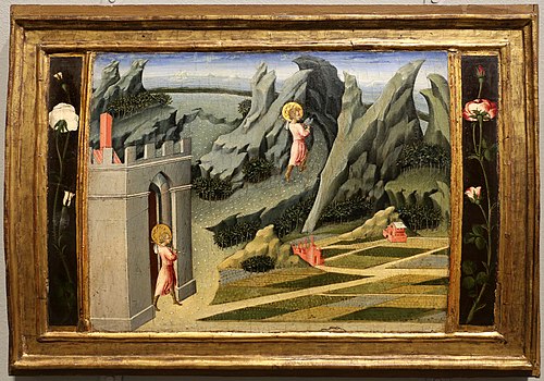 John the Baptist setting off into the desert, by Giovanni di Paolo, 1454