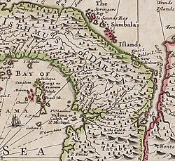 "A New Map of the Isthmus of Darién in America, The Bay of Panama, The Gulph of Vallona or St. Michael, with its Islands and Countries Adjacent". In A letter giving a description of the Isthmus of Darien, Edinburgh: 1699