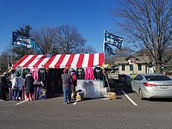 Philadelphia Eagles-related merchandise being sold by a vendor near the Wynnewood station in the Philadelphia suburbs one day prior to the Super Bowl