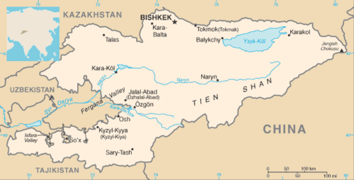 A map of Kyrgyzstan