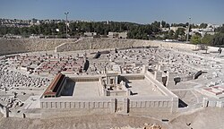 Herod's Temple as depicted on the Holyland Model of Jerusalem. The expansion of the Temple was Herod's most ambitious project.