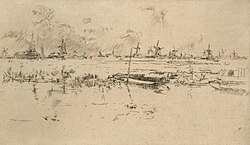 Zaandam, the Netherlands, c. 1889 – etching by James McNeill Whistler