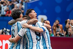 Fernández celebrating a goal with his teammates at the 2026 FIFA World Cup