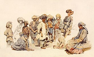 Chechen kids by Theodor Horschelt, 1858
