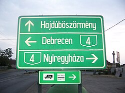 Hungarian-language road sign