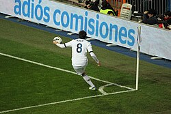 Kaká takes a corner kick for Real Madrid in a La Liga game against Sevilla in February 2013