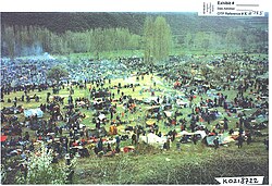 Photograph of Kosovo Albanian refugees during the Kosovo War, presented as evidence at the trial of Slobodan Milošević