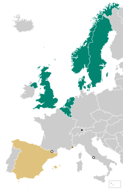 Political Map of Europe with Monarchical states colour-coded