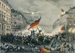 Revolutionaries in Berlin, Berlin Palace in the background (March 1848)