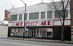 The Ace Hardware store now occupying the building that used to house the Sunset Café in Chicago