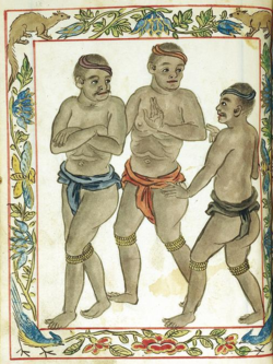 A plate in the Boxer Codex possibly depicting alipin (slaves) in the pre-colonial Philippines.