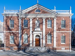 Library Hall (built 1789-90, demolished 1880s) was recreated on its original site in 1958.