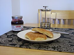 Aberdeen butteries, also known as rowies, served with jam