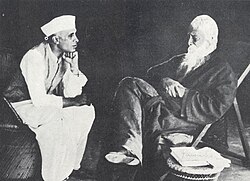Nehru with Indian Nobel Prize-winning poet Rabindranath Tagore in 1936