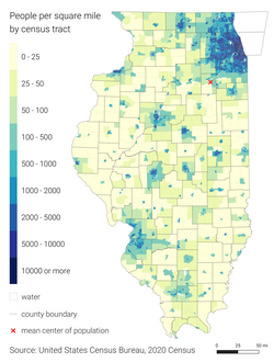 Illinois 2020 Population Density Map