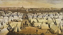 South Melbourne's "Canvas Town" provided temporary accommodation for the thousands of migrants who arrived each week during the 1850s gold rush.