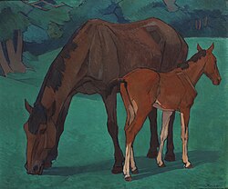 Mare and Foal, 1917, by Robert Bevan