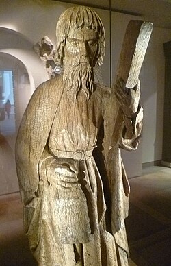 Saint Andrew (carving c. 1500) in the National Museum of Scotland