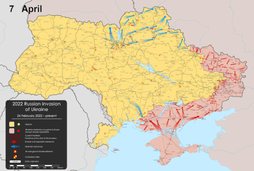 Animated map of the Russian invasion from 7 April to 5 September 2022