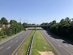 View north along I-295 from US 206 (South Broad Street) in Hamilton Township