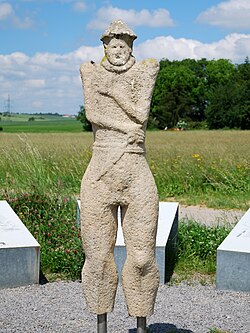 Copy of The Warrior of Hirschlanden (German: Krieger von Hirschlanden), a statue of a nude ithyphallic warrior made of sandstone, the oldest known Iron Age life-size anthropomorphic statue north of the Alps.