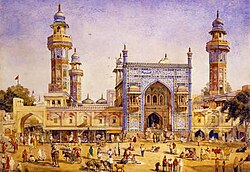 Wazir Khan Mosque painting by William Carpenter (1866)