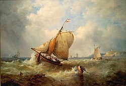 Fishing Boats Offshore by John Moore. Fishermen in Suffolk referred to the goldcrest as the "herring spink".