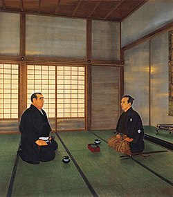Saigō Takamori and Katsu Kaishū negotiating the surrender of Edo Castle.